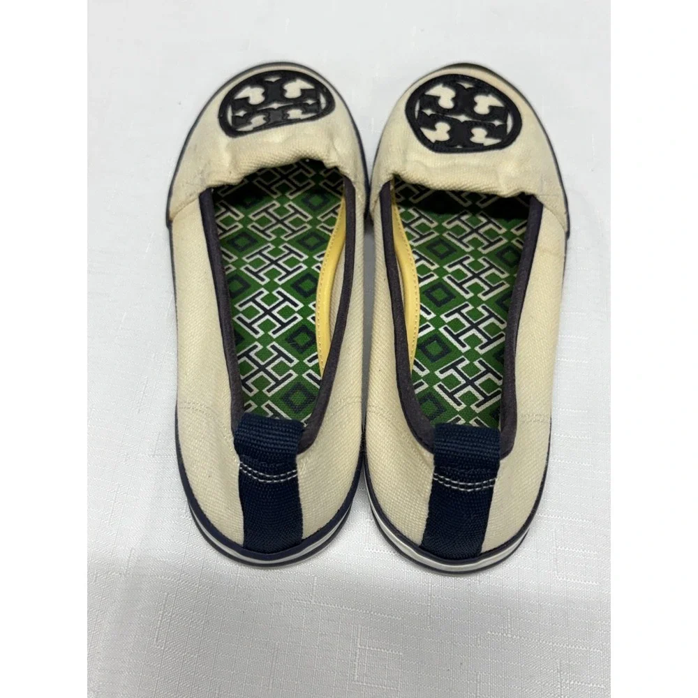 Tory Burch Raymond Loafers Women's Size 6M Ivory Low Top Slip On Canvas Flats